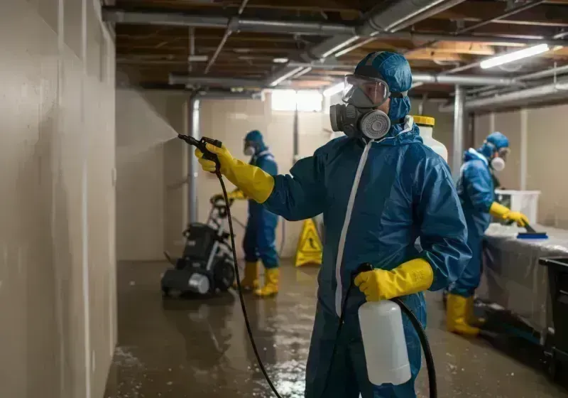 Basement Sanitization and Antimicrobial Treatment process in Dix Hills, NY